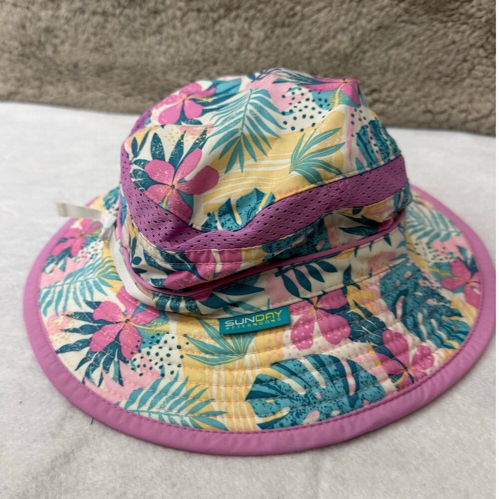 SunDay Afternoons Kids Sun Bucket Hat Chinstrap Tropical Pink 1-3 Years S Small